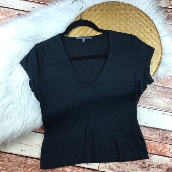 John Varvatos Tops - John varvatos‎ black linen v neck tee